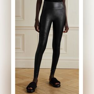 SPANX Faux stretch-leather leggings black size small